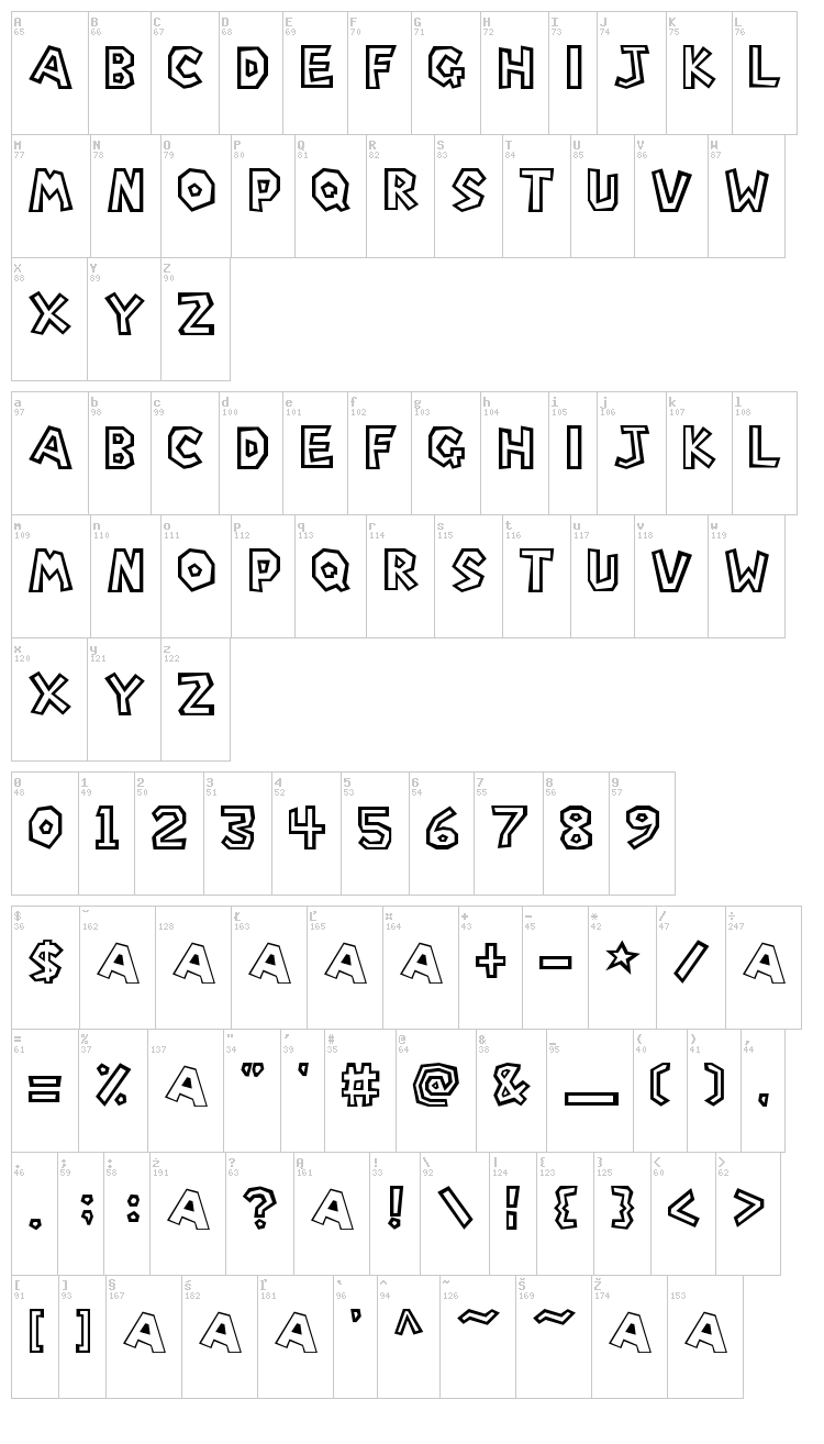 Super Mario Bros. font map